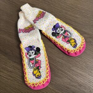 NEW Vintage Girl's Minnie Mouse Slipper Socks Large 9 - 10 Neon 90s